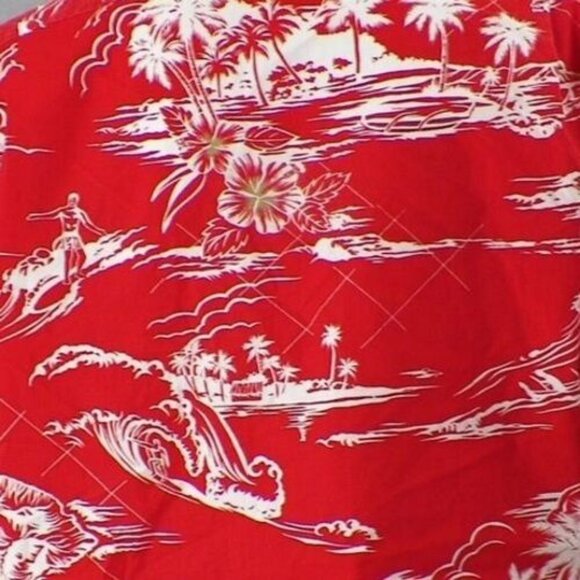 Seawind Hawaiian Islands Red Shirt Tiki Hut Palm Trees Matched Pocket Size XL - Picture 4 of 12